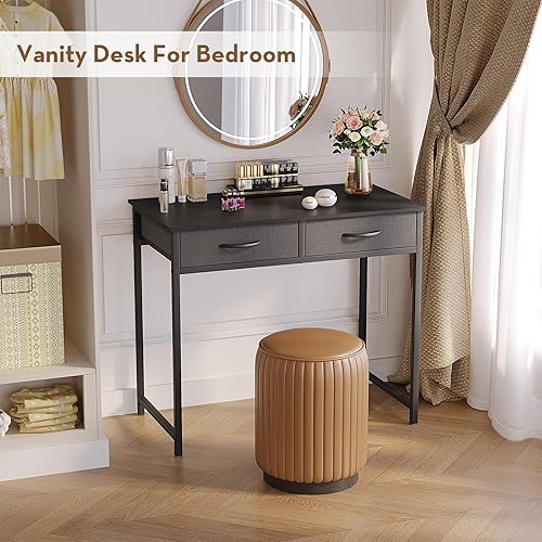 Miniatura 6 de WOHOMO - Escritorio pequeño para computadora con cajones, escritorio de tocador de 31.5 pulgadas con almacenamiento, escritorio de computadora para