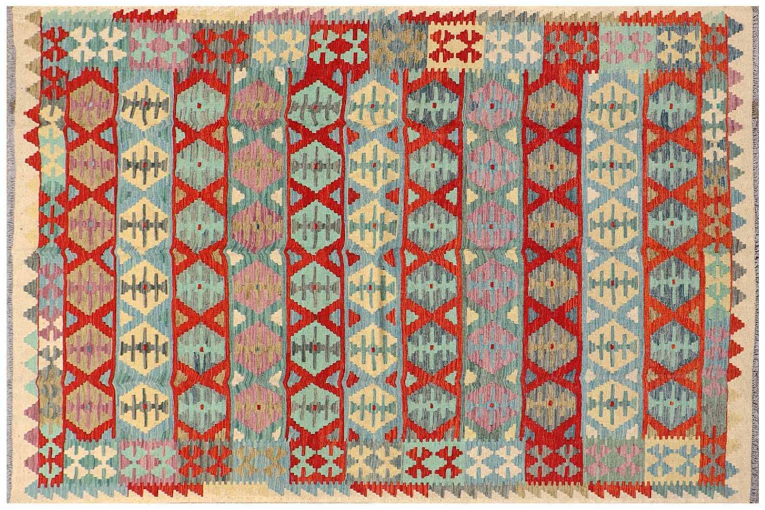 Kelim afghan Maimana multicolore pour sublimer un grand salon moderne