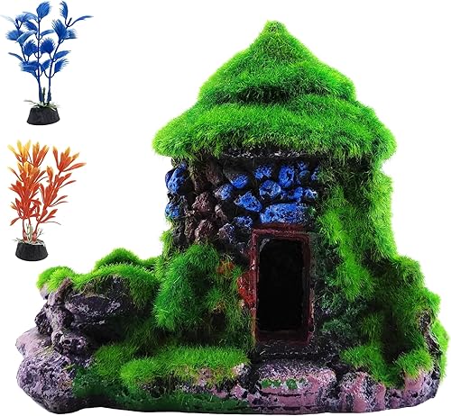 M2cbridge Decoración de acuario, casa de escondite de peces, cueva Betta con musgo verde realista (estilo 1)