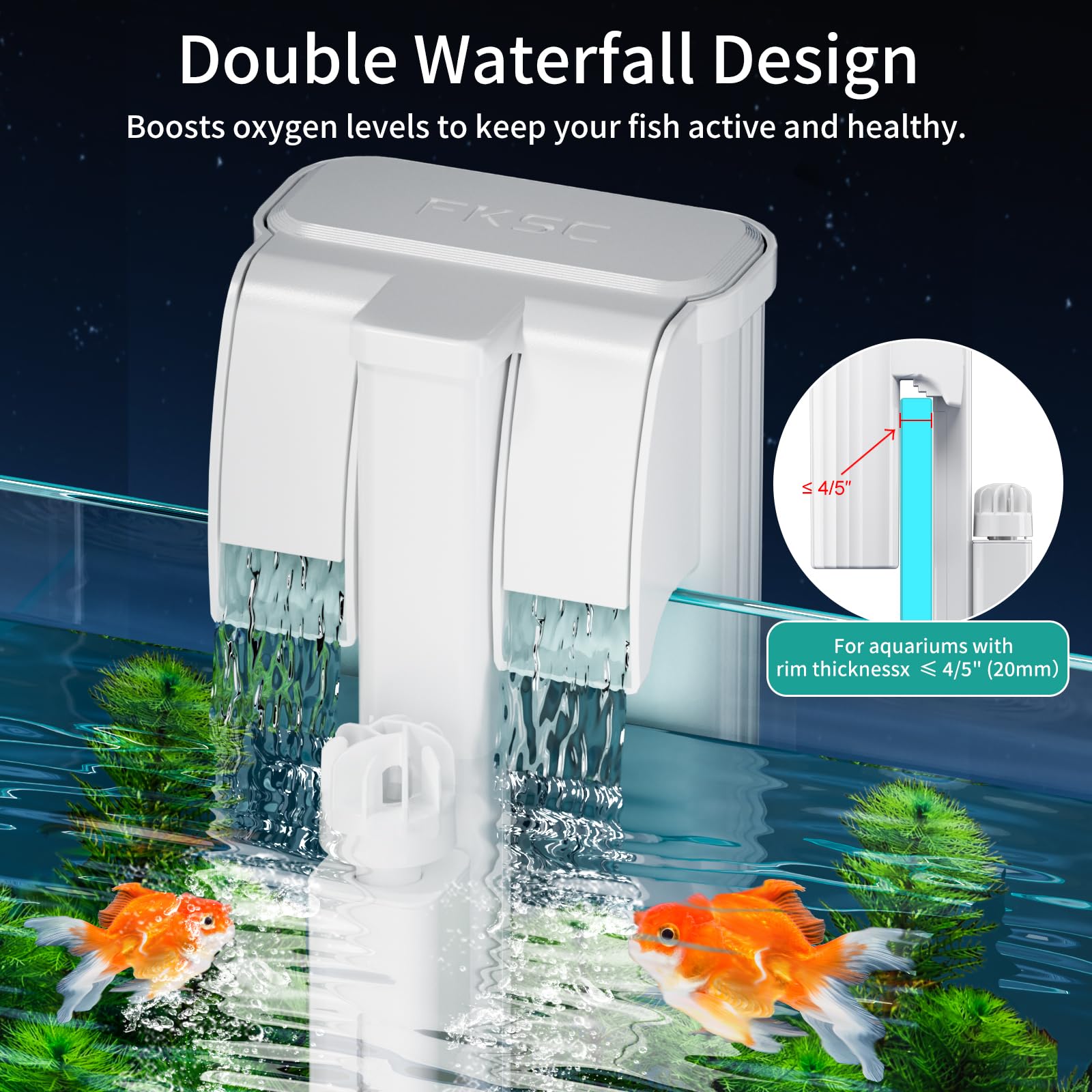 Filtro de acuario trasero colgante para tanques de 10-30 galones, filtración multietapa de 3 etapas con skimmer de superficie, filtro de cascada HOB Power ultra silencioso para agua dulce