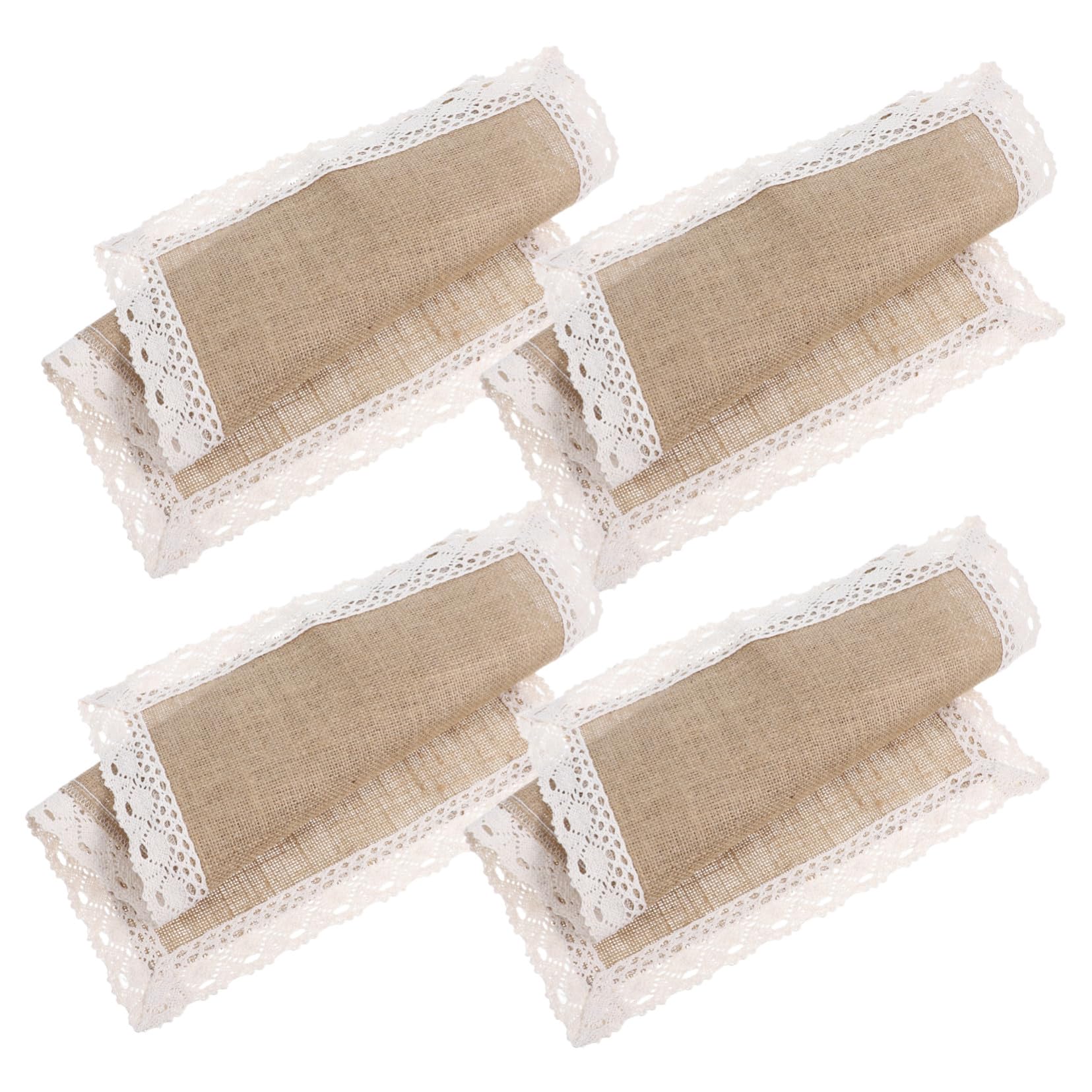Sets de table jute rustiques style vintage avec dentelle cuisine 4 pièces