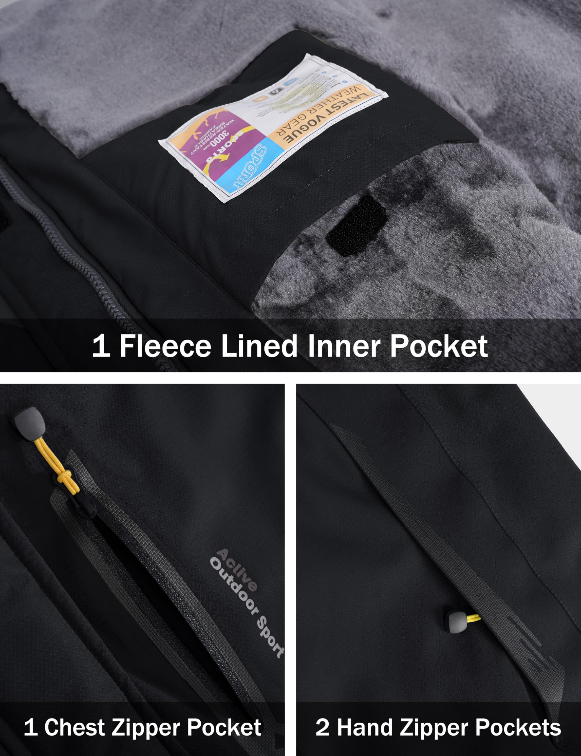 MAGCOMSEN Veste de ski imperméable pour hommes Veste polaire avec capuche coupe-vent pour randonnée extérieure