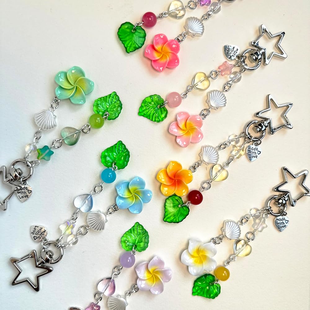 Agromusk Hibiscus Flower Keychain,Cute Tropical Y2K Floral