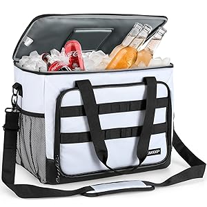 ZAKEEP Soft Cooler Bag, 30 Cans Collapsible Cooler with Adjustable Shoulder Straps, White Ice Chest for Camping, Beach, Hiking, Picnic