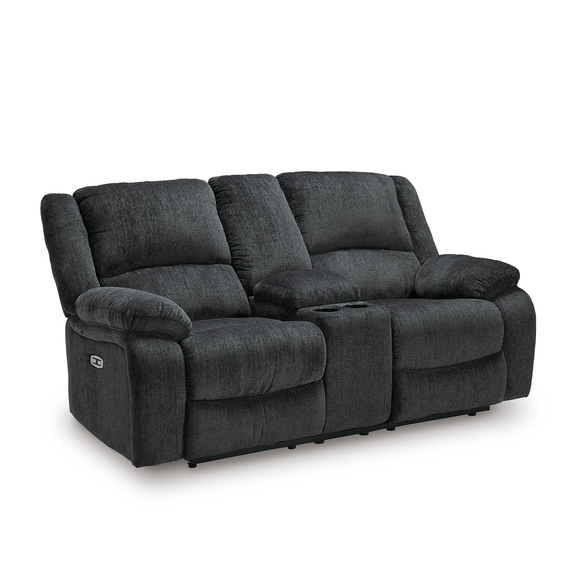 Signature Design by Ashley Draycoll Power Double Reclining Loveseat with Storage Console & USB Plug, Dark Gray