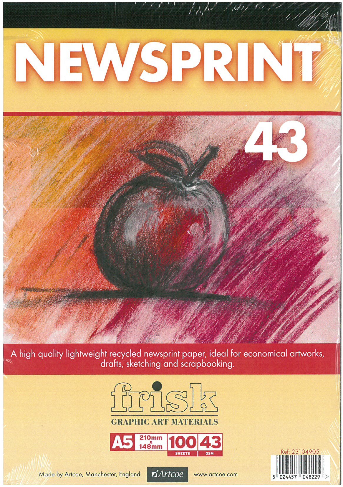 Frisk23104905 A5 Newsprint Pad, Paper, White, 22 x 15 x 1 cm