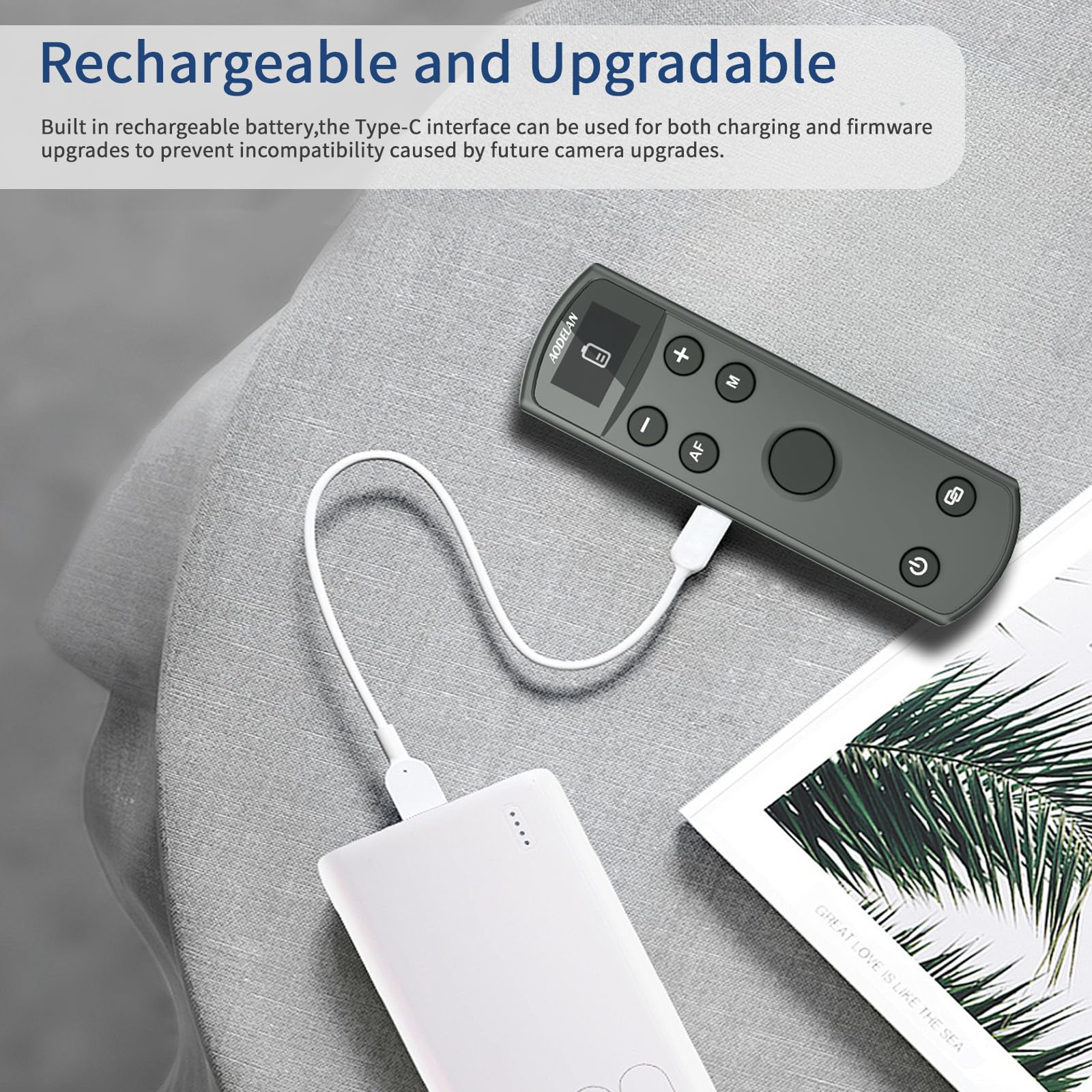 Déclencheur sans Fil Rechargeable et télécommande Appareil Photo pour Canon, Compatible avec Les modèles R50, G7X Mark III, R6 Mark II, R5, R6, M6 Mark II, M200, M50, 90D et 200D; remplace Le BR-E1