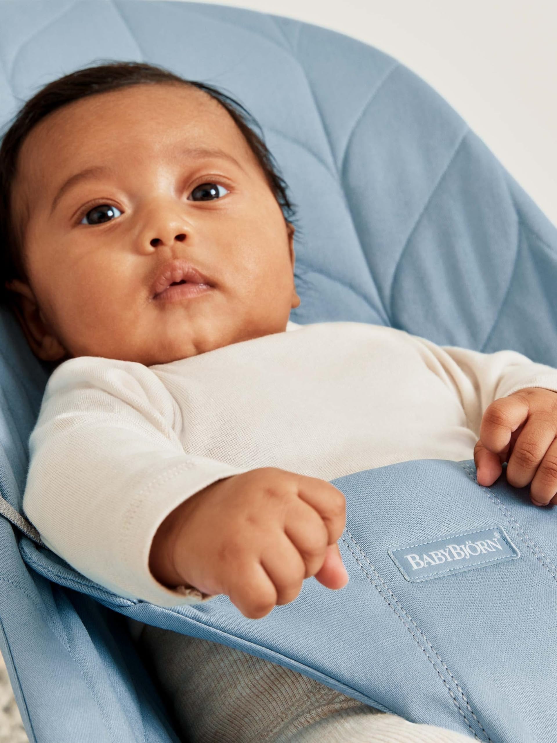 BabyBjörn Transat Bliss, Tissé, Matelassage pétale, Bleu