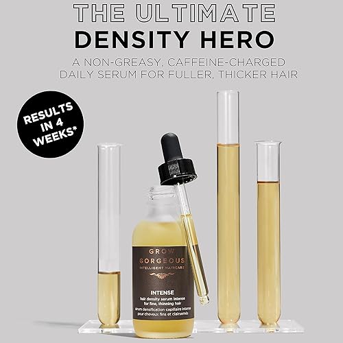 Miniatura 4 de Grow Gorgeous Density Serum Intense - Vegan Hair Serum with Caffeine, Red Clover and Peptides for Thinning Hair and Hair Loss. Cruelty Free Hair
