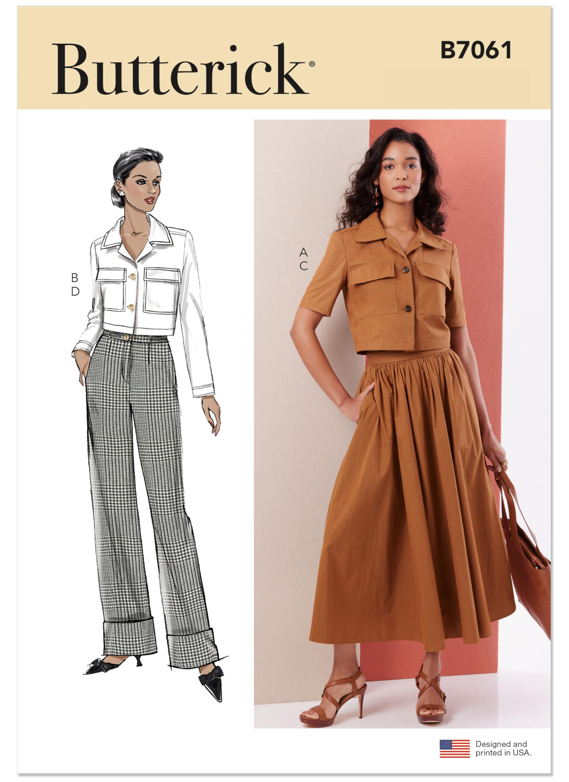 Butterick Sewing Pattern B7061N5 Misses’ and Miss Petite Jacket with Sleeve Variations, Skirt and Trousers N5 (10-12-14-16-18)
