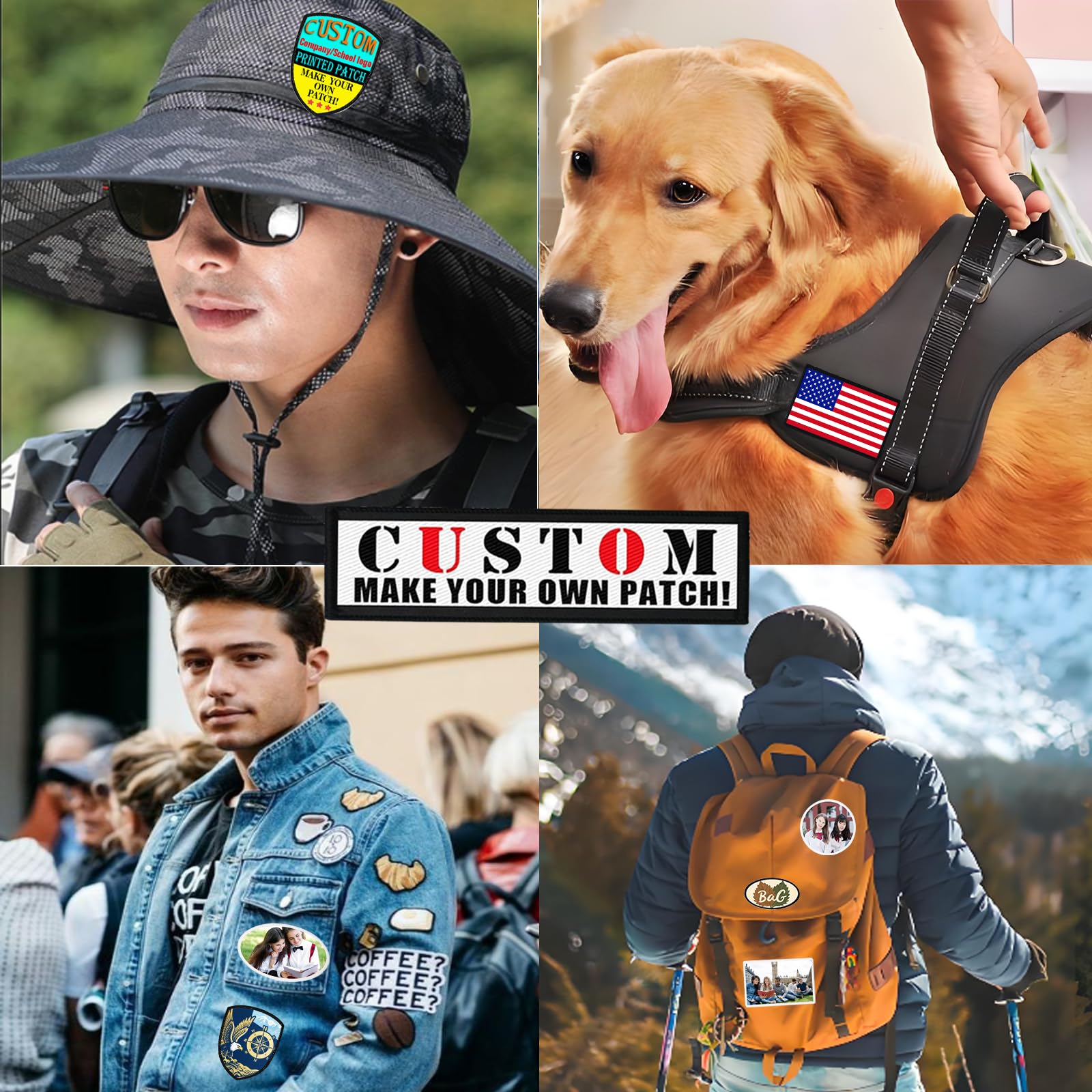 Patch Stampa Immagine Personalizzata, Toppe Tattiche Personalizzate da Ferro su per Abbigliamento, Giacche, Cappelli, Pettorine per Cani Aggiungi la Tua Foto/Logo - Rotonda - 50 Pezzi
