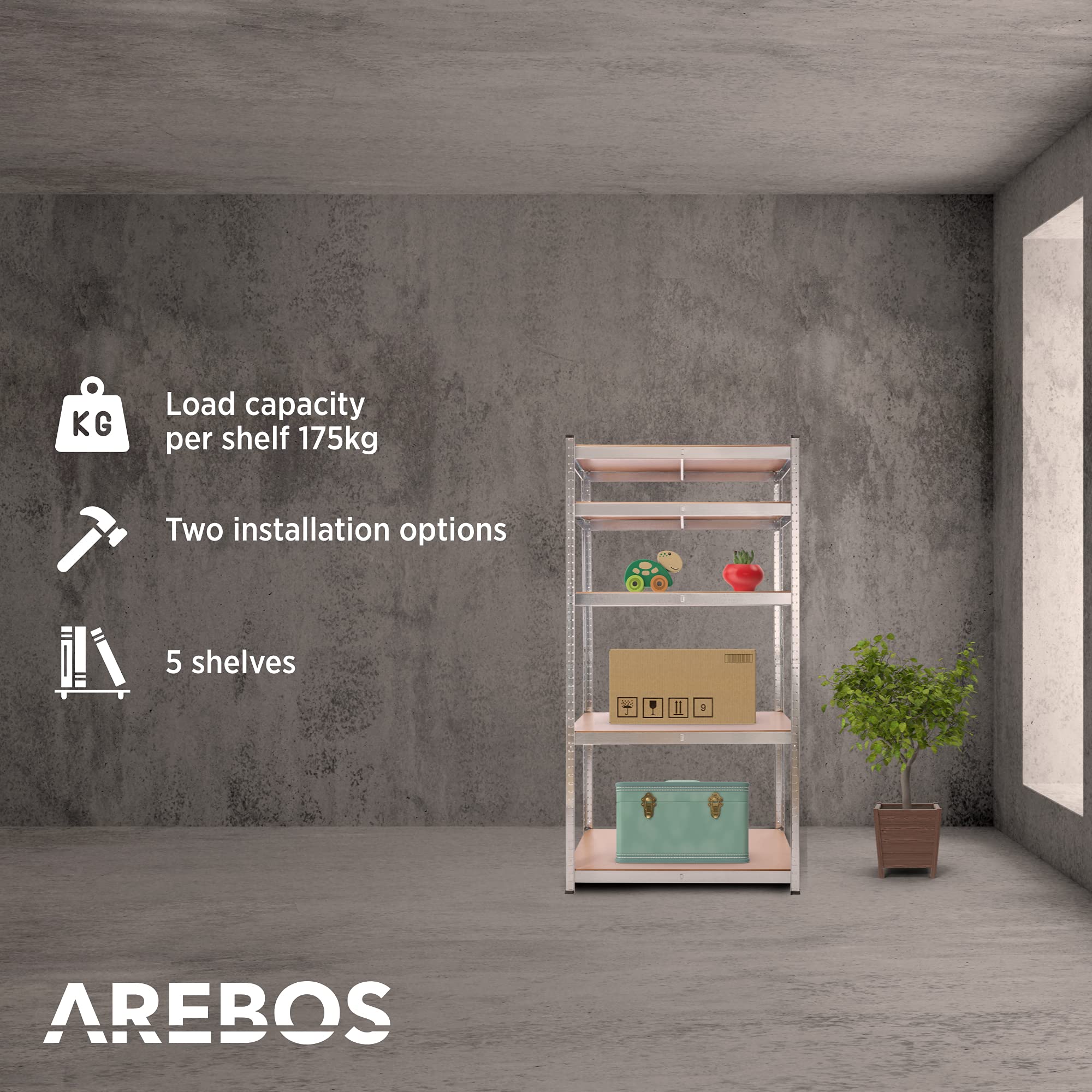 Arebos Estanteria Metalica | Estanterias Almacenaje 180x90x40cm | 875 kg | Estanterías Metálicas | Estanterias Metalicas Almacenaje | 5 Baldas
