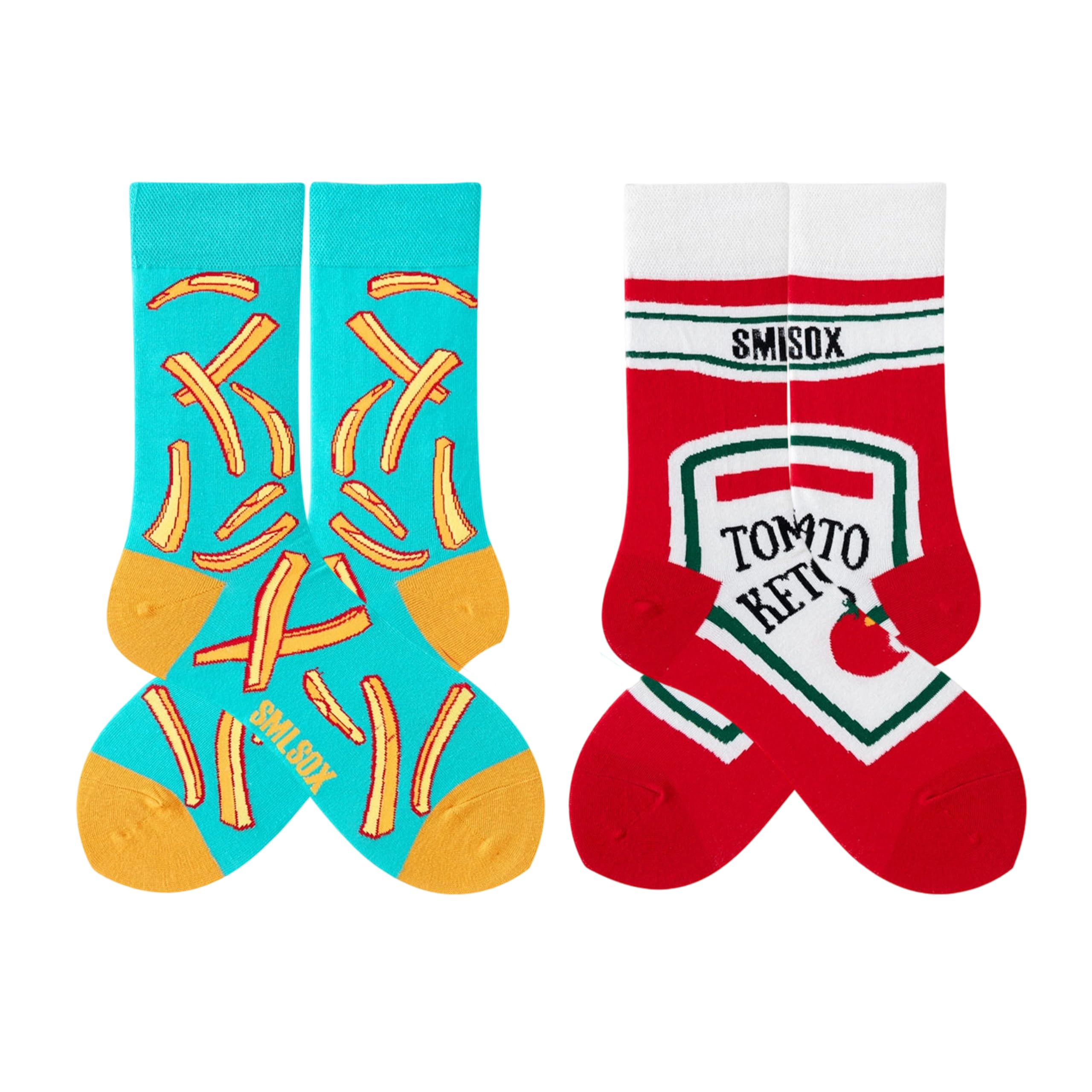 NxnChc Lustige Socken Für Damen Und Herren Unisex Viele Motive Tier Essen Obst Sport Kunst Aus Baumwolle Geschenk Asymmetrische Muster Links Und Rechts - 5