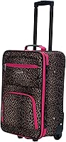 Vista 7 de Rockland Jungle Softside Juego de maletas verticales, Pink Leopard), F125-PINKLEOPARD