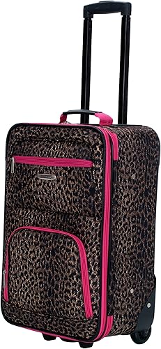 Miniatura 7 de Rockland Jungle Softside Juego de maletas verticales, Pink Leopard), F125-PINKLEOPARD