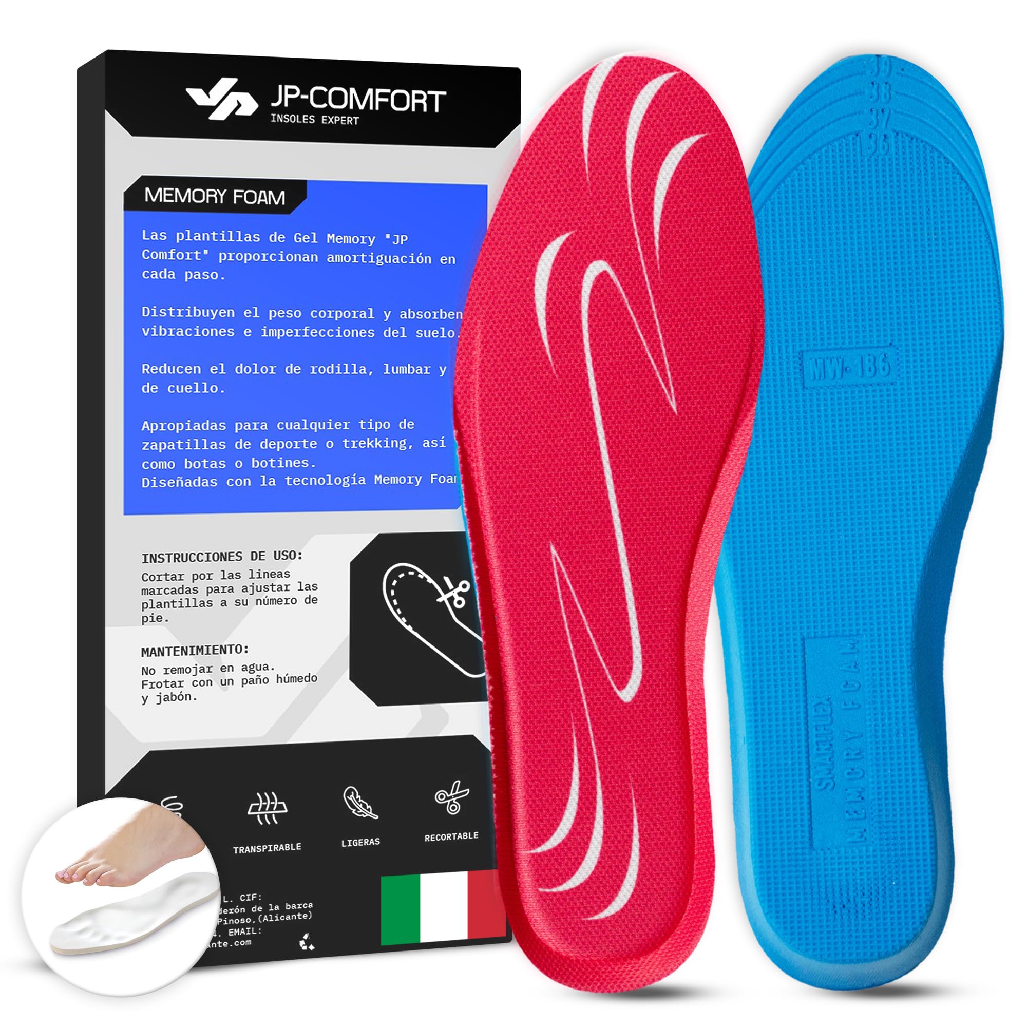 Solette Memory Foam Uomo/Donna - Ammortizzanti, Tagliabili, Per Sport E Lavoro, Nero Taglia S (37-41) - Foto 6