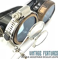 Vista 13 de Lentes estilo victoriano Steampunk con diseño de brújula, lentes de colores y lupa ocular A.Azul
