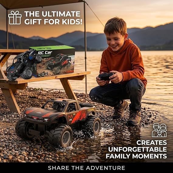 Amphibious Remote Control Car Monster Truck - 4WD Waterproof 1:16 Large All Terrain Off Road Vehicle RC Drift Cars Beach Pool Toys Gifts for Boys Kids 8-12