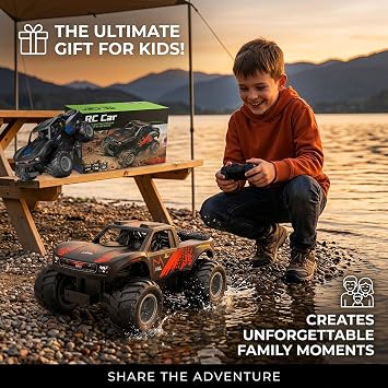 Amphibious Remote Control Car Monster Truck - 4WD Waterproof 1:16 Large All Terrain Off Road Vehicle RC Drift Cars Beach Pool Toys Gifts for Boys Kids 8-12