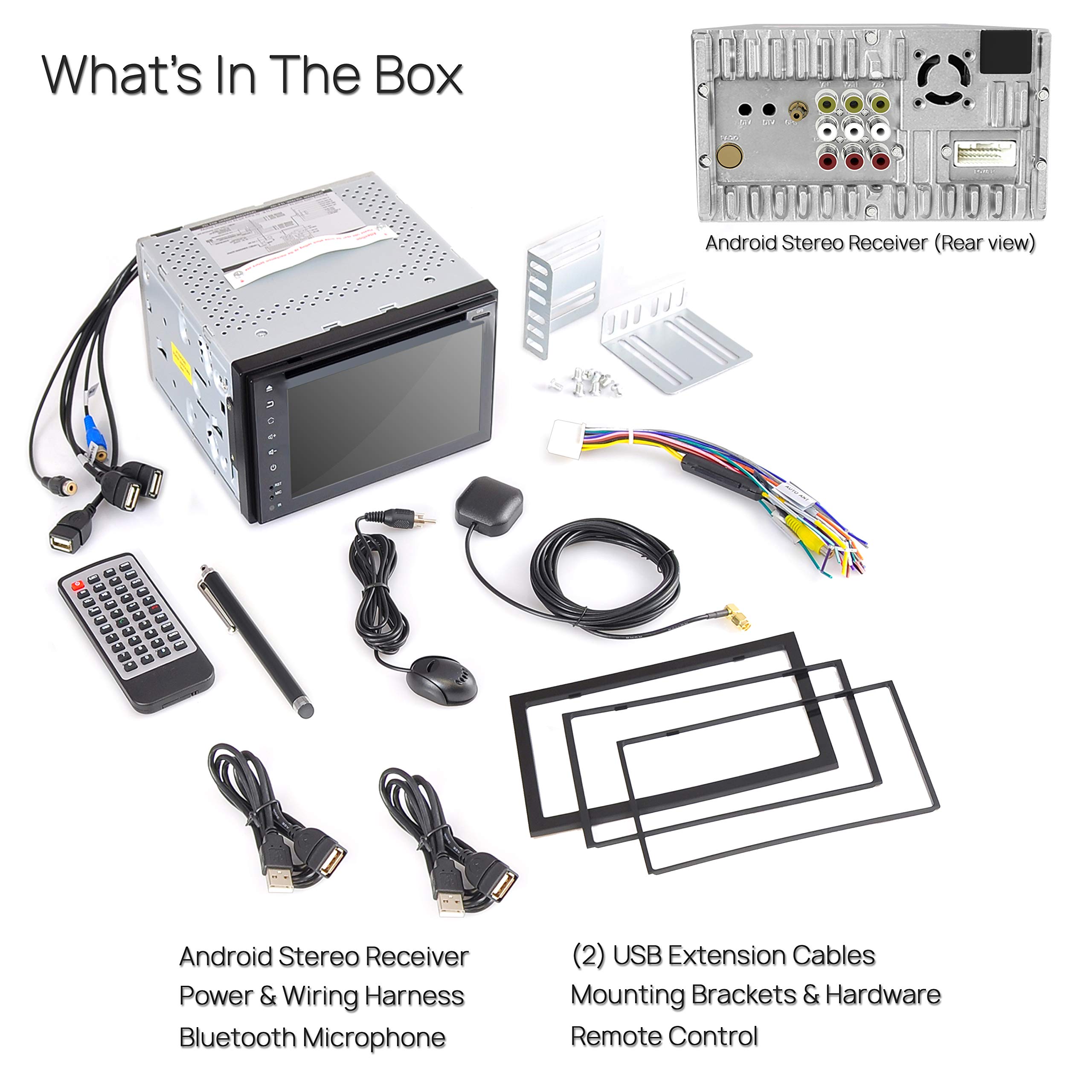 Double DIN Android Stereo Receiver Car Head Unit System w/ Rear View