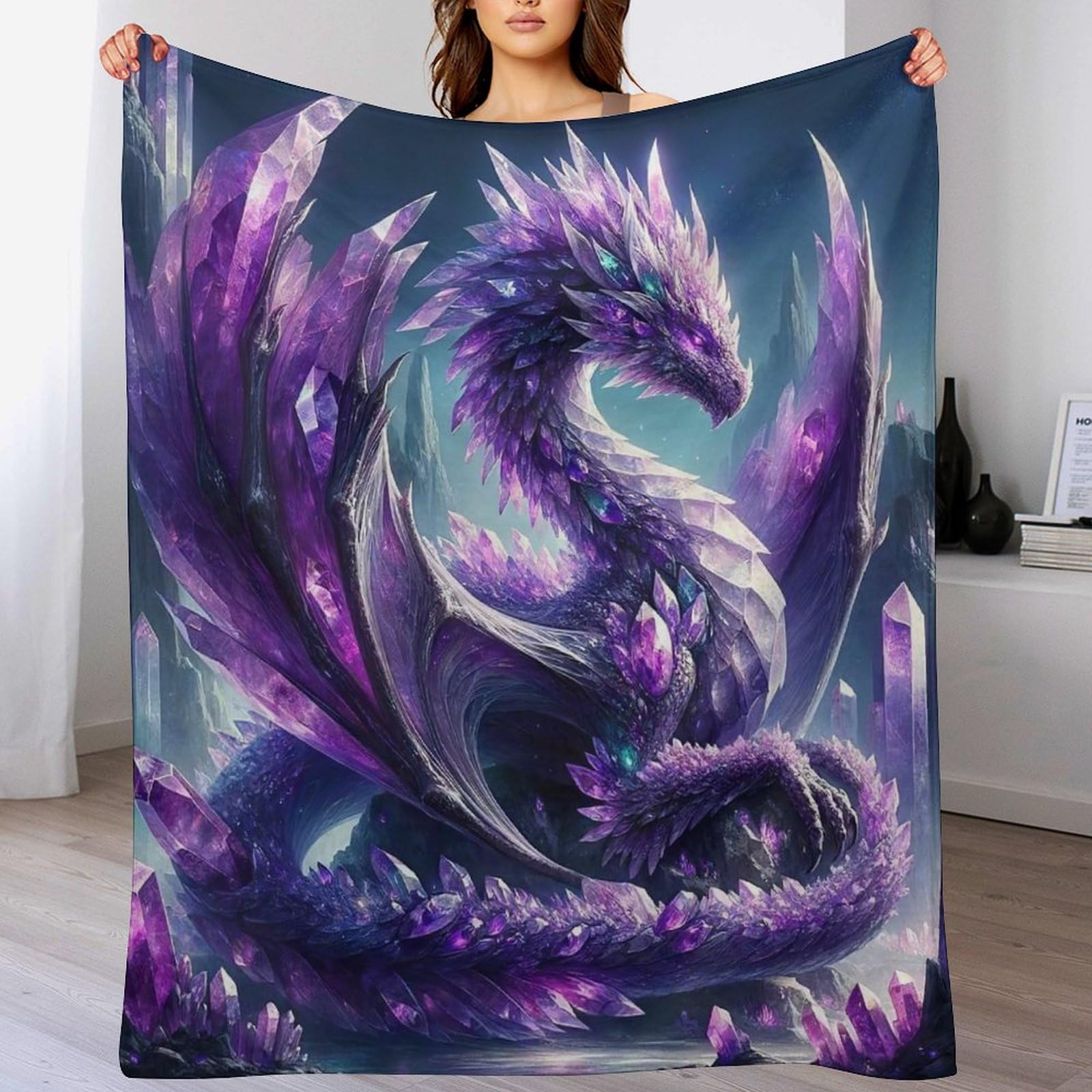 Couverture plaid dragon enfant en flanelle douce et chaude pour lit et canapé 100x130 cm