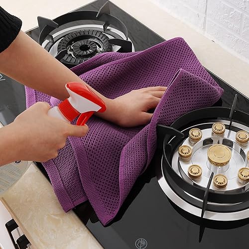 Miniatura 178 de Homaxy Trapo de cocina de 100% algodón, tejido de punto gofre, ultrasuaves, absorbentes, de secado rápido, para limpiar, 13 x 28 pulgadas, paquete