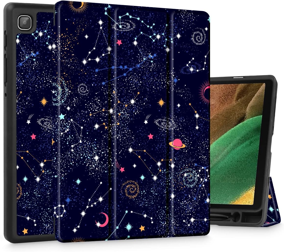 Tuiklol Case for Samsung Galaxy Tab A7 Lite 8.7 inch 2021 Model SM-T220 T225 T227 Built-in S-Pen Holder TPU Protective Hard Back Shell for Tab A7 Lite 7.8'' Smart Cover,North Star