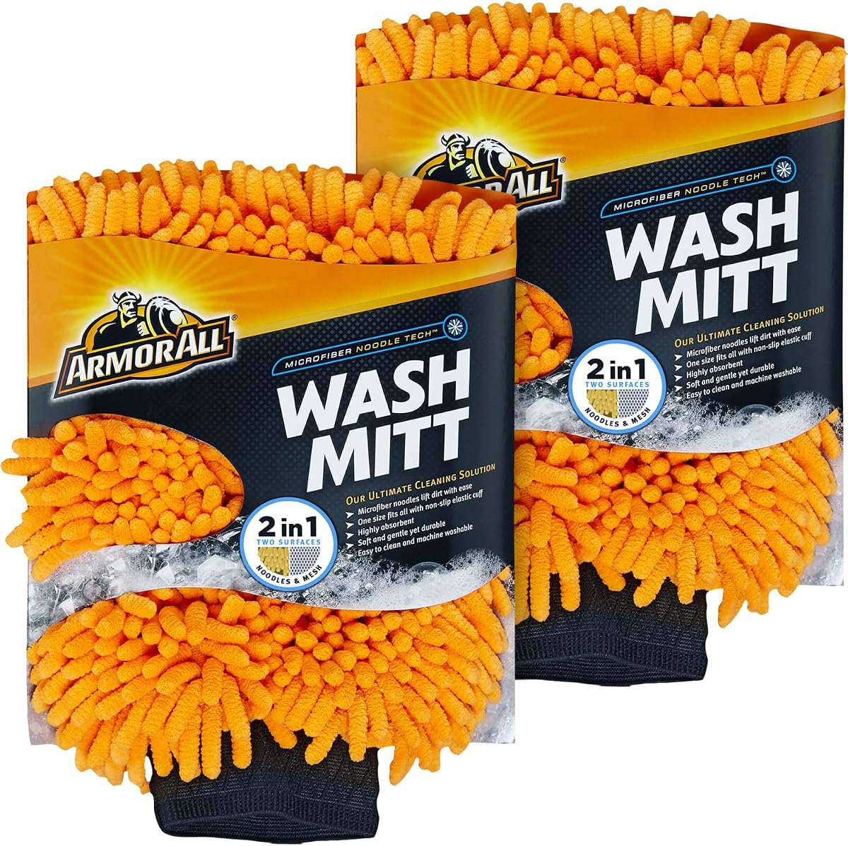 Microfiber Car Wash Mitt, Car Wash Glove for Clean Cars, Trucks, Motorcycles, 2 Each