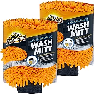 Armor All Microfiber Car Wash Mitt by, Car Wash Glove for Clean Cars, Trucks, Motorcycles, 2 Each