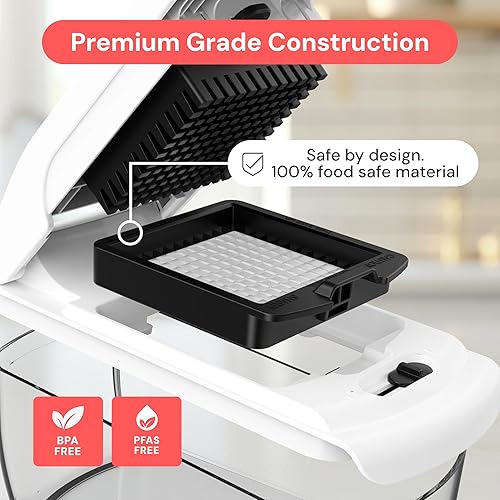 Miniatura 5 de Fullstar The Original Pro Chopper - Picador de verduras y espiralizador, picador de alimentos con recipiente, rebanador de frutas, utensilios