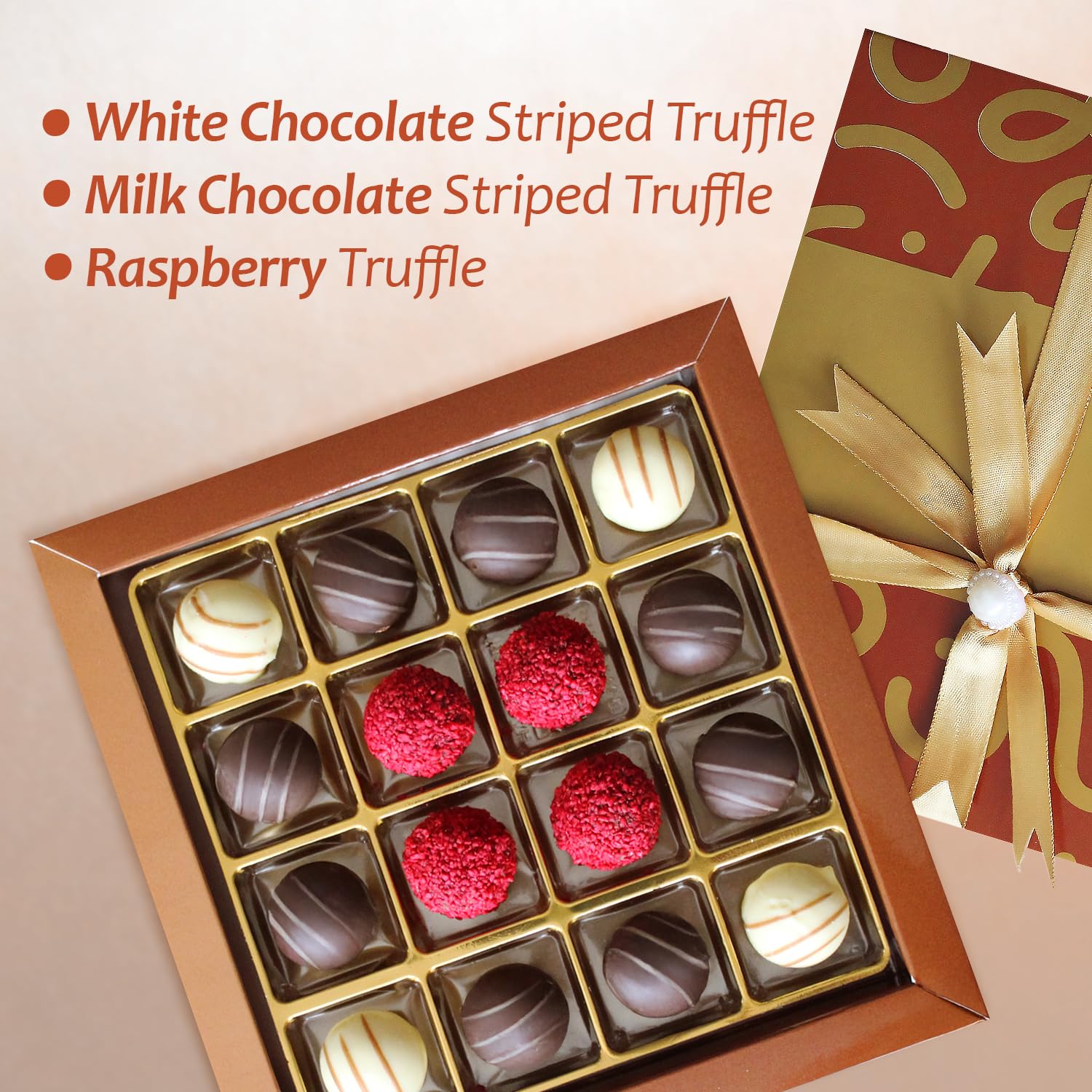 Luxury Handmade Chocolate Gift Box – Decadent Truffles & Assorted Chocolates in Elegant Packaging – The Perfect Holiday & Christmas Gift for Chocolate Lovers (16 Pieces)