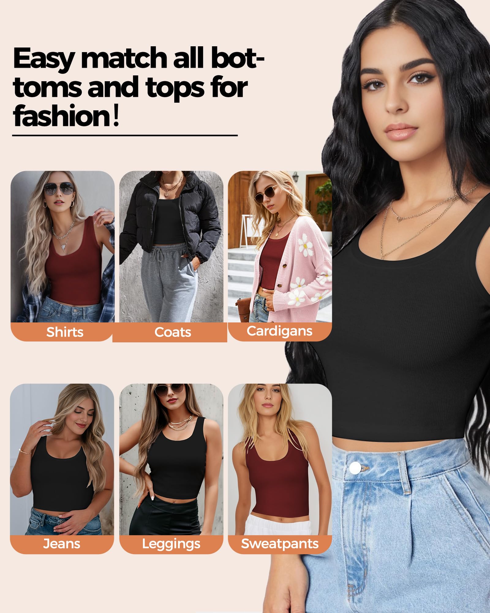 2-3 canottiere da donna, crop top senza maniche con scollo a U, crop top basic corto racerback per uscire magliette sportive atletiche