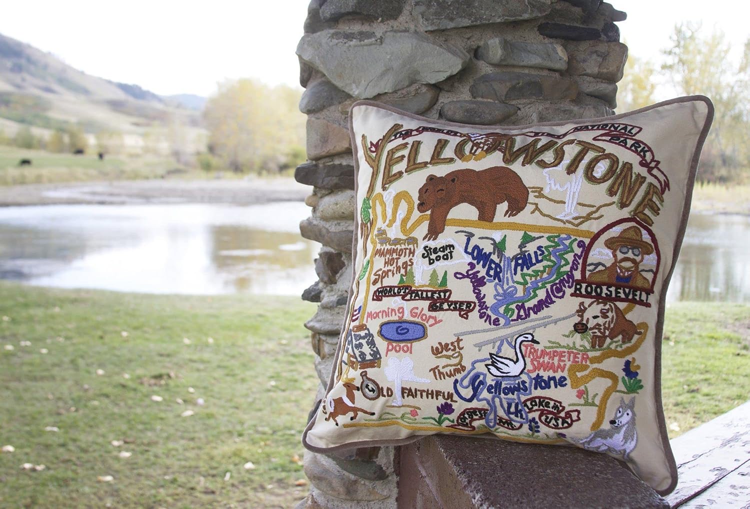 Catstudio Yellowstone Embroidered Decorative Throw Pillow