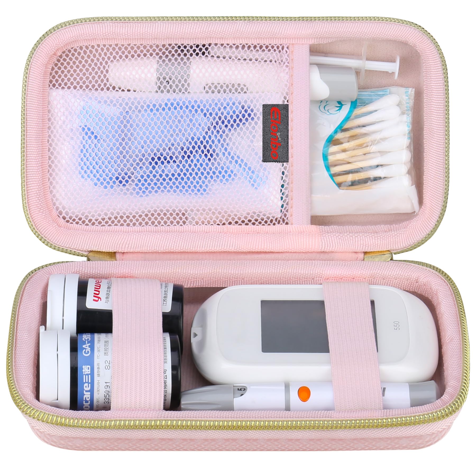 Elonbo Diabetic Supplies Travel Case for Glucose Meter Diabetes Testing Kit