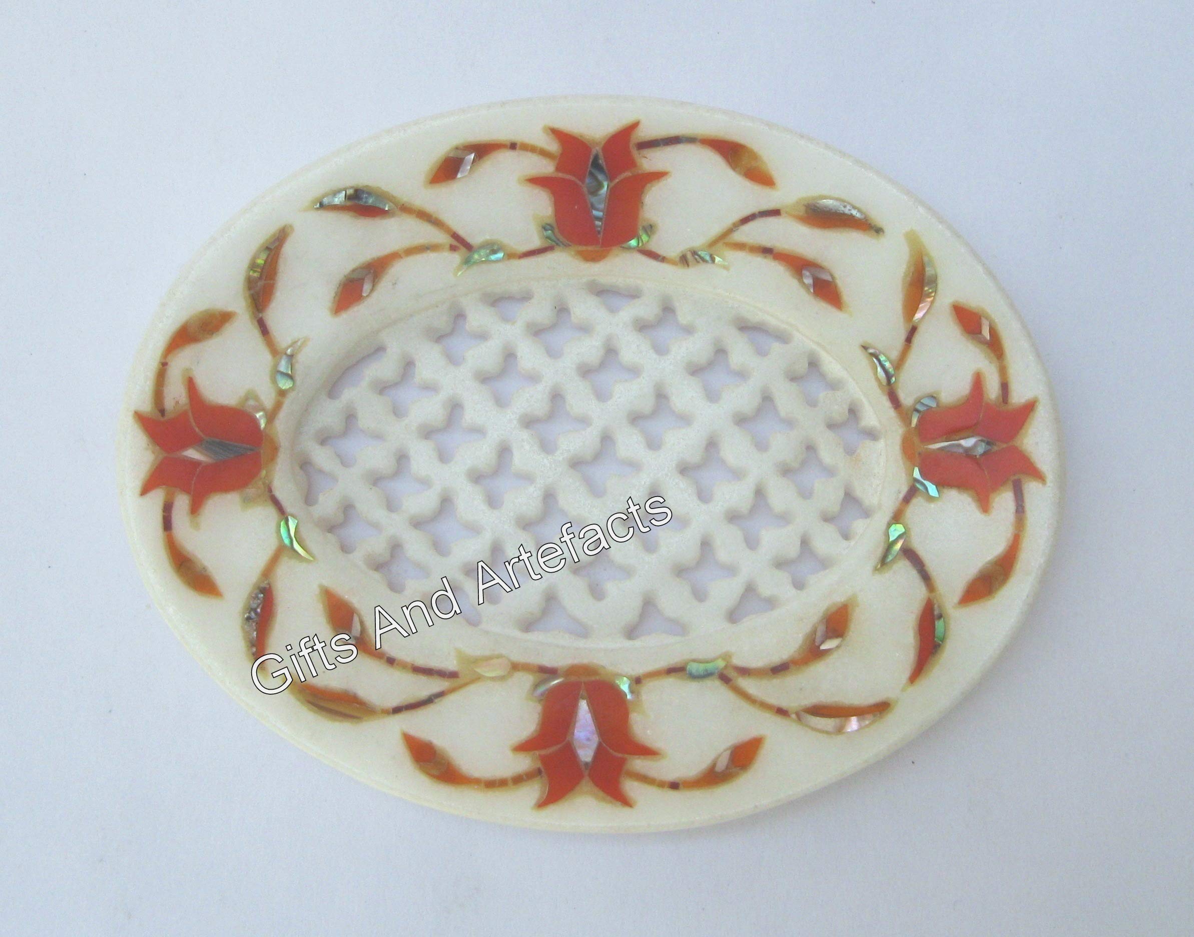 11,4 x 8,9 cm Marmor-Seifenschale I Badezimmerzubehör I Seifenhalter für Küche I Seifenablage I Schwammhalter für Hotel Badezimmer I Karneol Stein Seifenkoffer