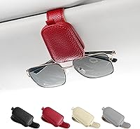 Vista 22 de SINGARO Soporte para lentes de sol para coche, hebilla magnética de cuero para visera de sol, clip para lentes de sol, clip para almacenamiento