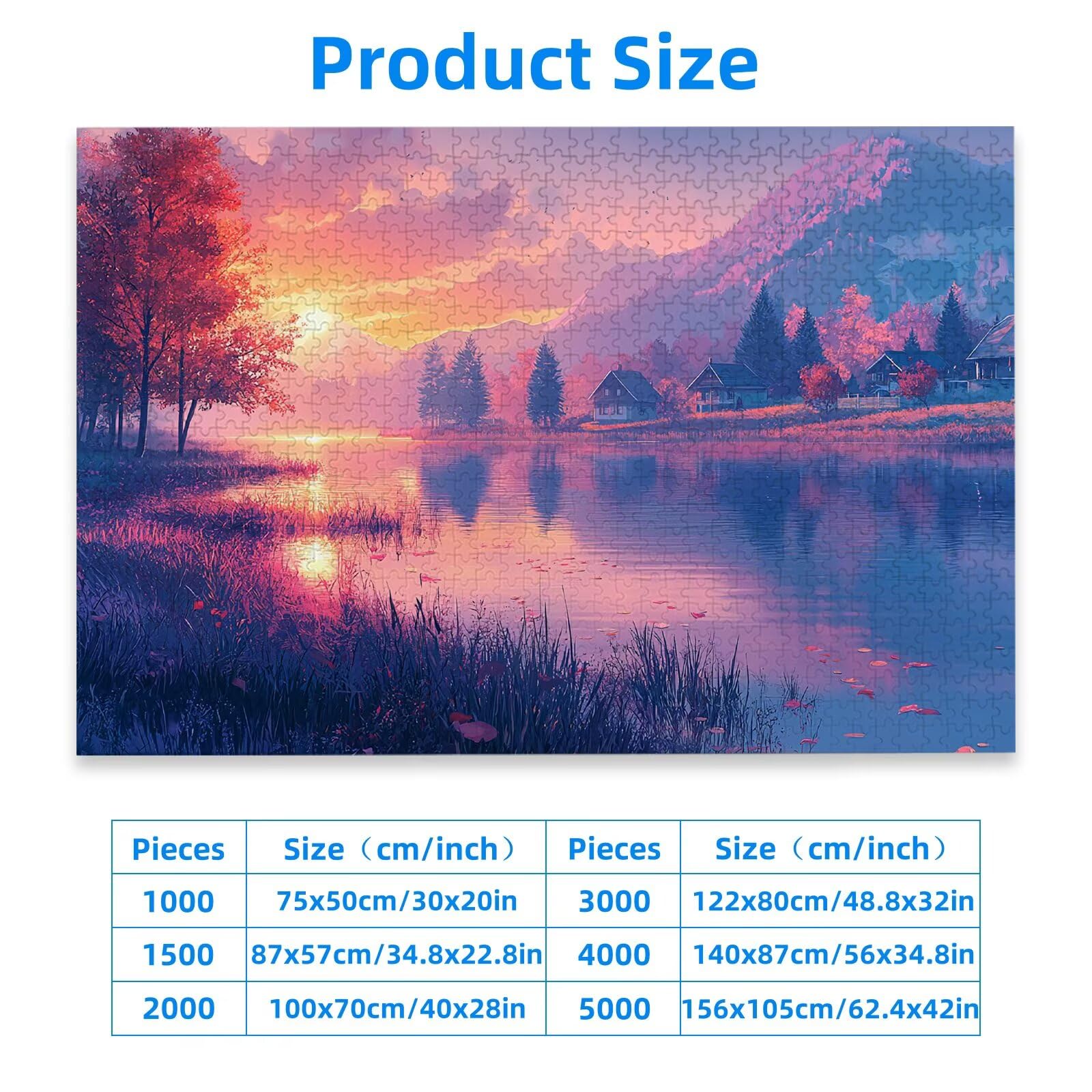 Puzzle 2000 sztuk dla dorosłych, krajobraz puzzle 2000 sztuk, puzzle dla dorosłych jezioro z pudełkiem, wymiary: 100 x 70 cm, drewniane puzzle dla całej rodziny, dekoracja domu, prezent dla kobiet