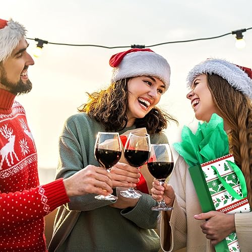 Miniatura 4 de Blulu 12 bolsas para botellas de vino de Navidad con papel de seda, bolsas de regalo de vino de Navidad, bolsas de vino de papel de Navidad, bolsas