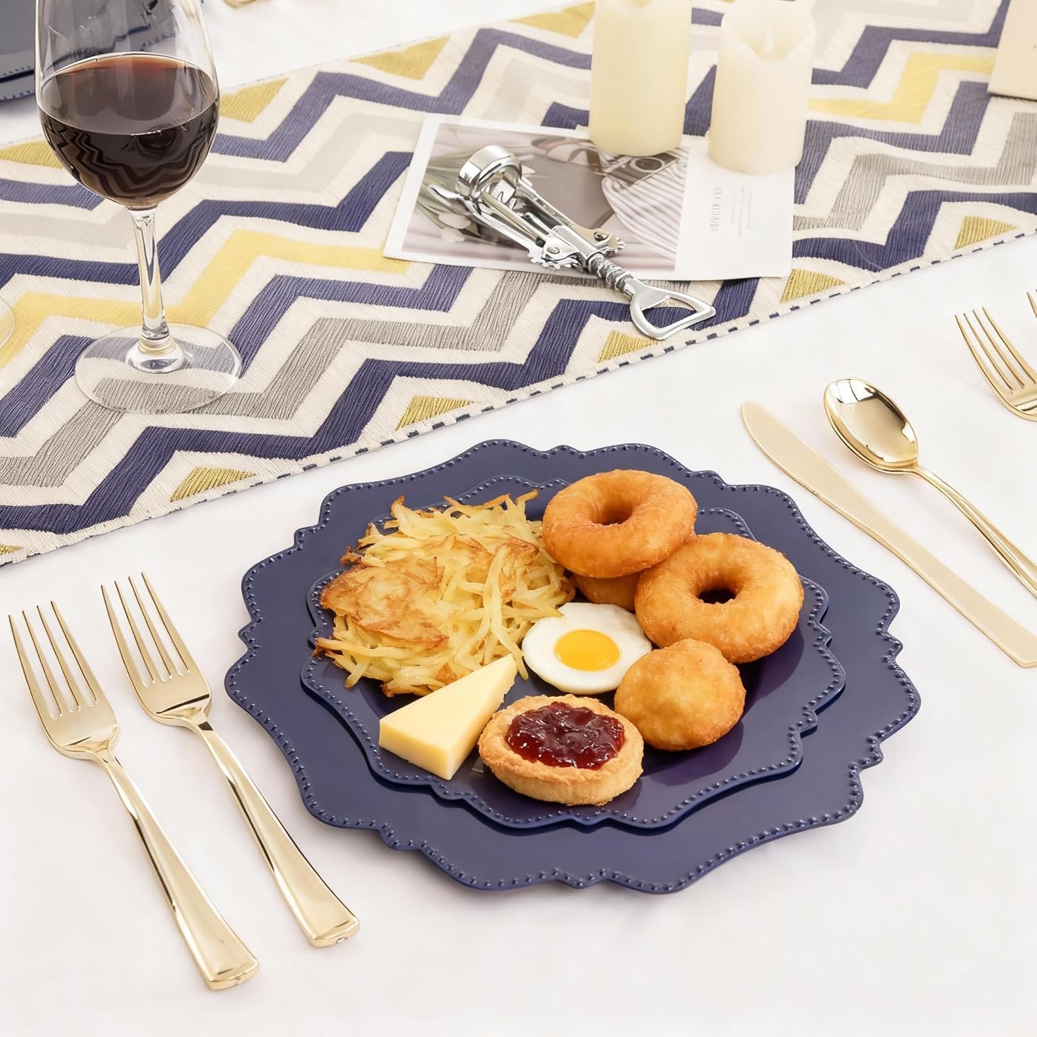 COLOSUS Navy Blue Disposable Plastic Party Plates Set Include 60pcs (30 guest) Dinner plate and Dessert Plate Heavy weight Party Dinnerware Plates - Image 5