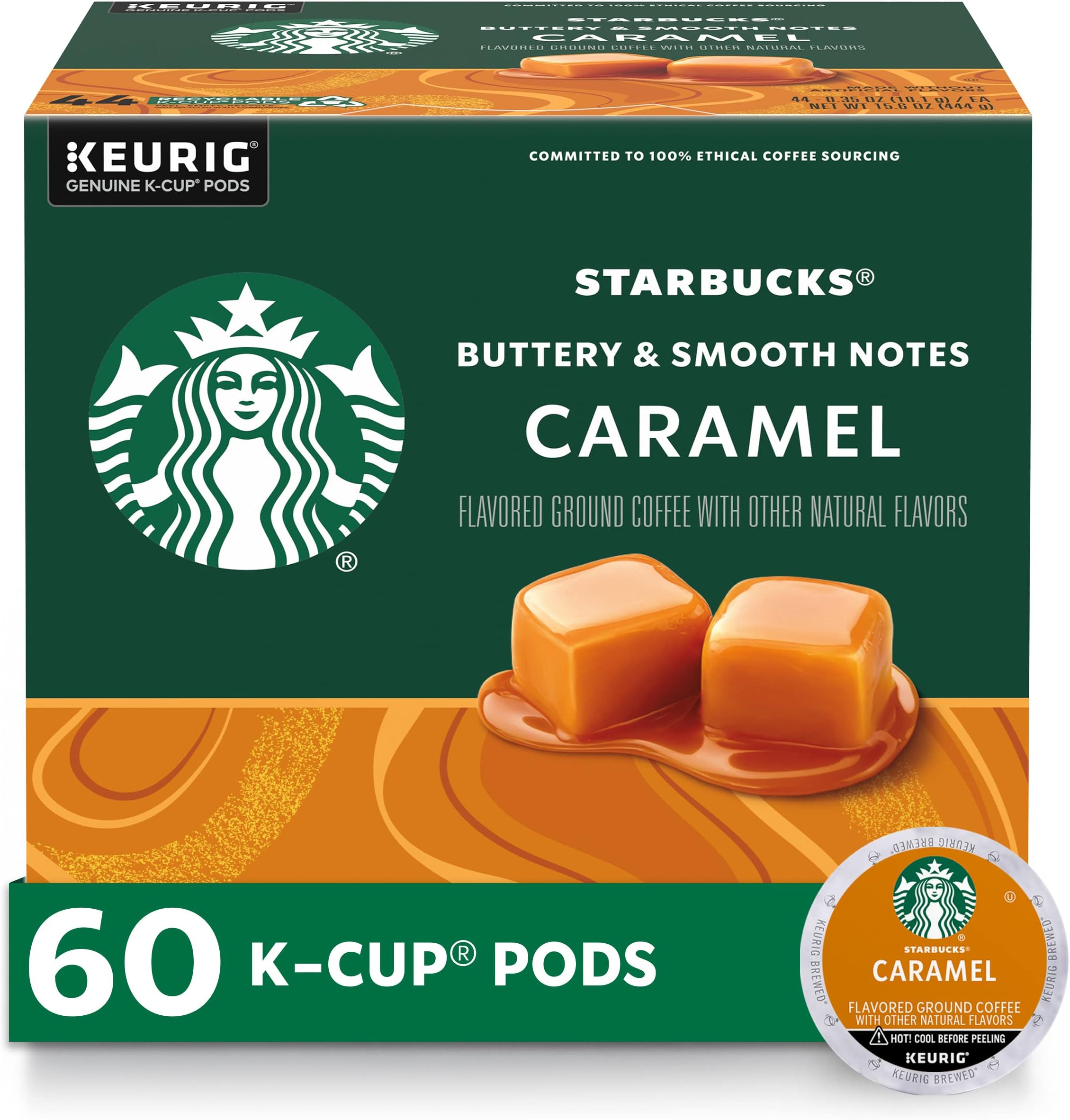K-Cup Coffee Pods, Flavored Hot or Iced Coffee, Caramel, 60 Keurig Pods