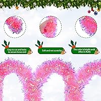 Vista 3 de GlyinnHe Guirnalda de oropel de Navidad rosa de 19.7 pies, guirnalda metálica de oropel torcido, guirnalda de papel de aluminio con purpurina