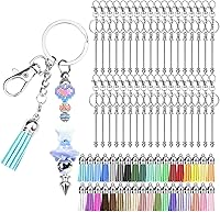Draupnir 72 Pcs Beadable Keychain Bars Kit: 36 Silver Blanks + 36 Colorful Tassels for DIY Crafts, Gifts & Personalization