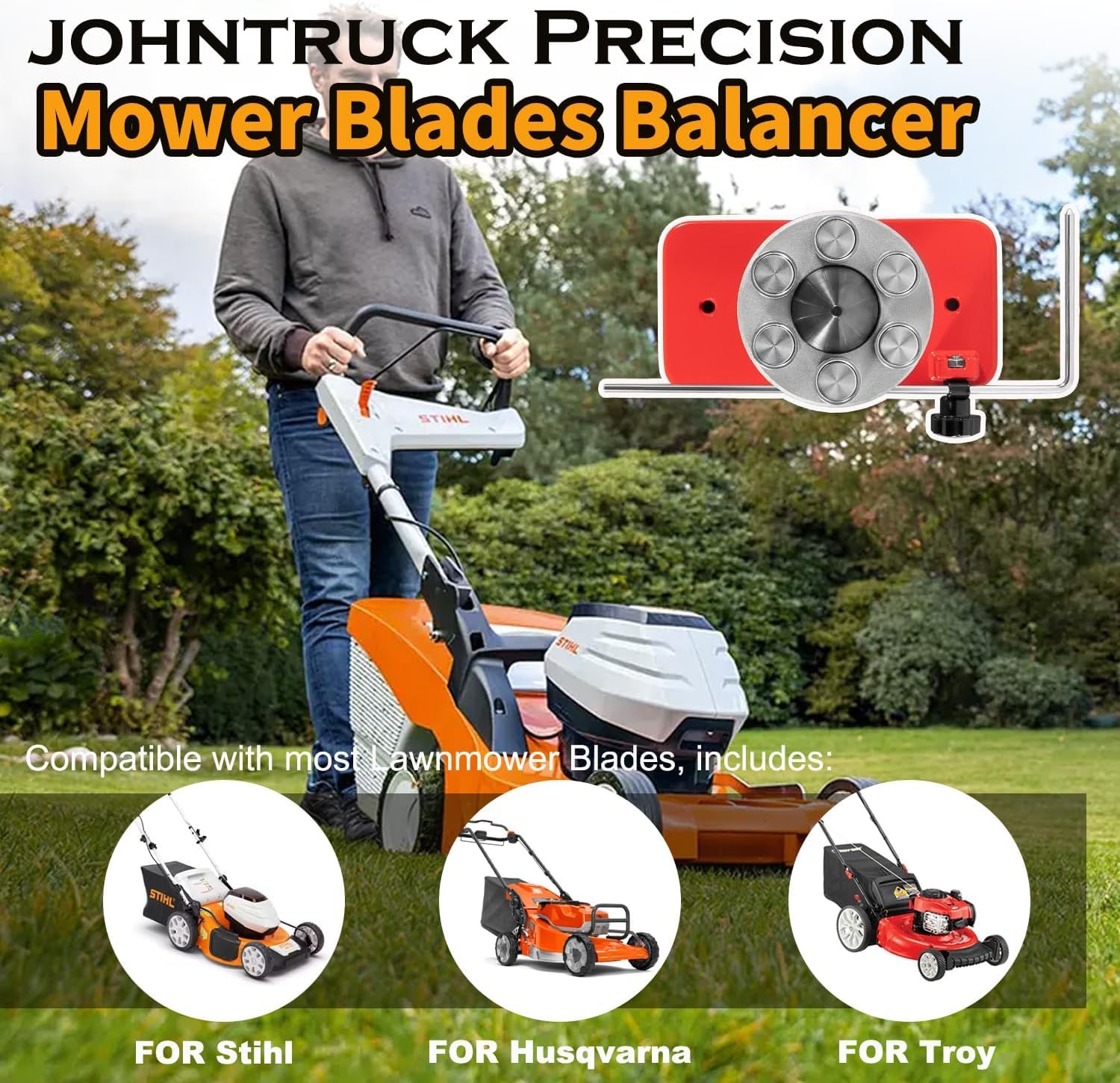 339075B Precision Knife Balancer, bilancia i coltelli dopo l'affilatura. compatibile con Stihl, Troy, Husqvarna ecc. (42-047) Lama per tosaerba di precisione
