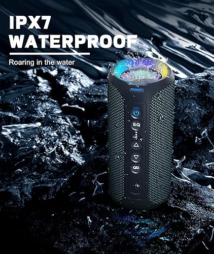 Miniatura 3 de Ortizan Altavoces Bluetooth, altavoz estéreo inalámbrico portátil – IPX7 impermeable, 30 W RMS (pico de 40 W), sonido fuerte, graves profundos, luz