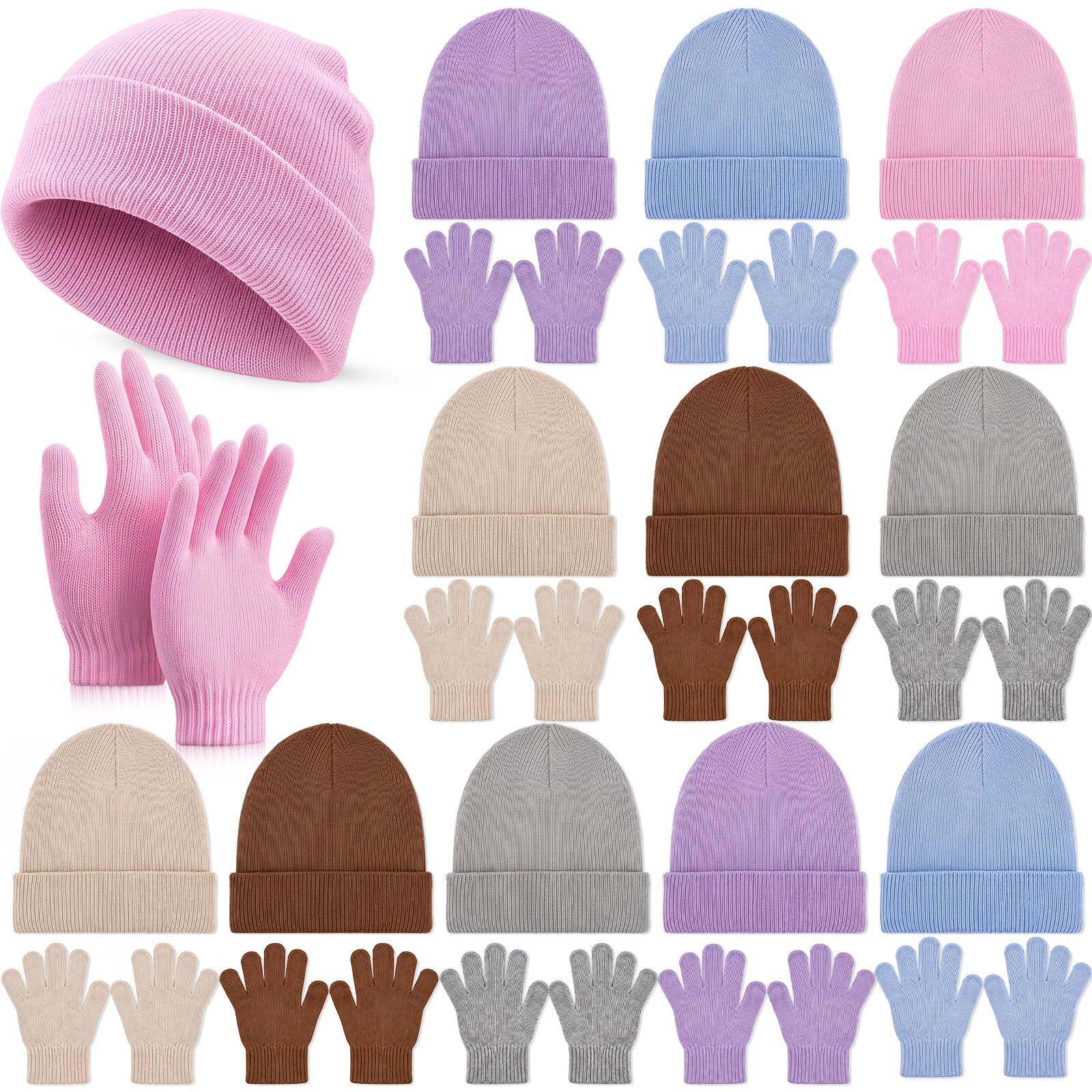 Twistover 24 Pcs Kids Hats and Gloves Sets