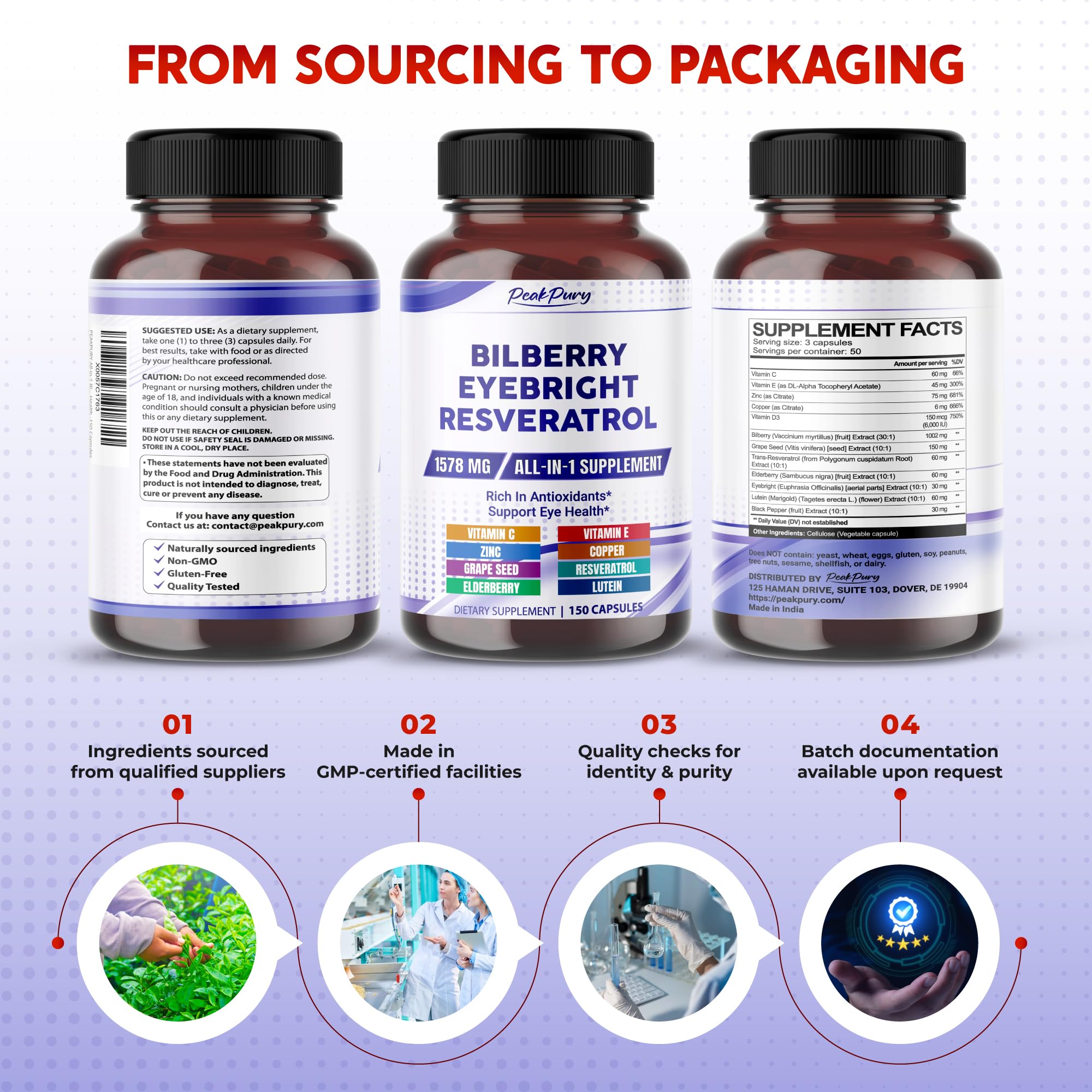 12in1 Bilberry 1578mg with Eyebright & Resveratrol for Eye Health, 150 Caps — Amazon image 9