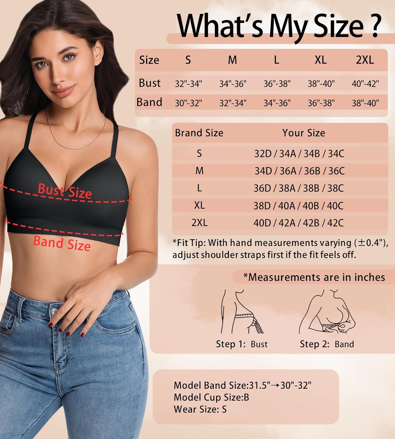 Bras for Women Supportive Wireless Push Up Bra Full Coverage No Underwear Seamless Plus Size for Older Women - Image 7
