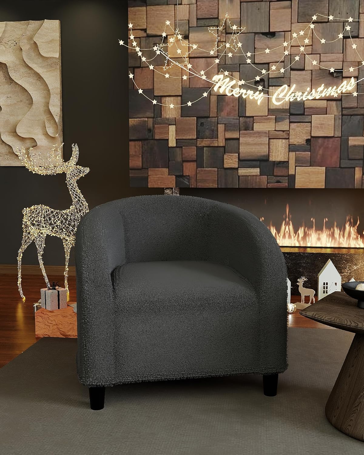 Zstar Bouclé Sessel mit Armlehnen gepolstert für Wohnzimmer Schlafzimmer