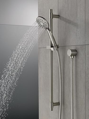 Miniatura 2 de Delta Grifo barra deslizante ducha de mano con manguera, cabezal de ducha de mano de níquel cepillado, ducha de mano con barra deslizante, ducha