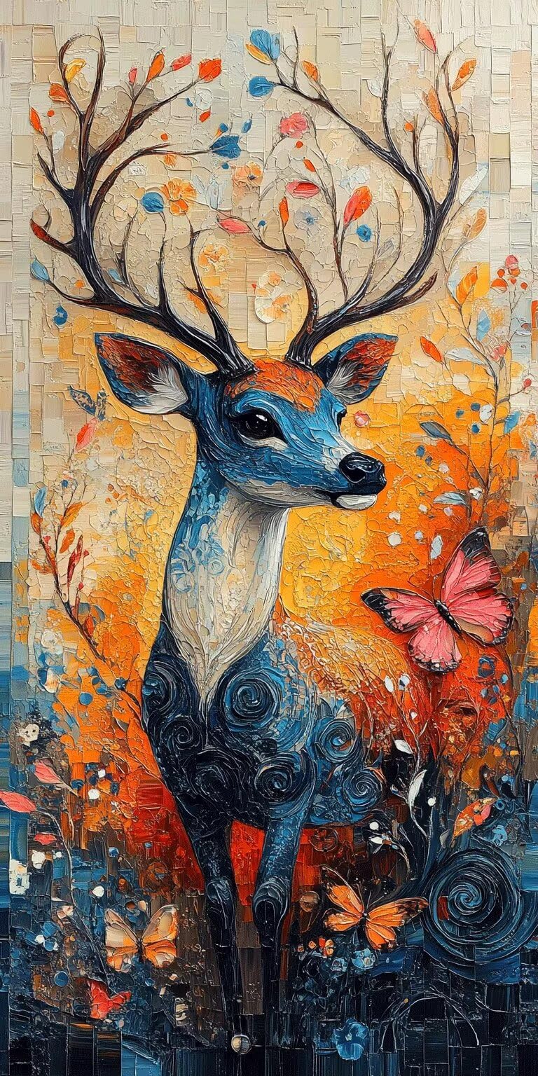 Malowanie według numerów jeleń 70 x 140 cm abstrakcyjny obraz akrylowy, k